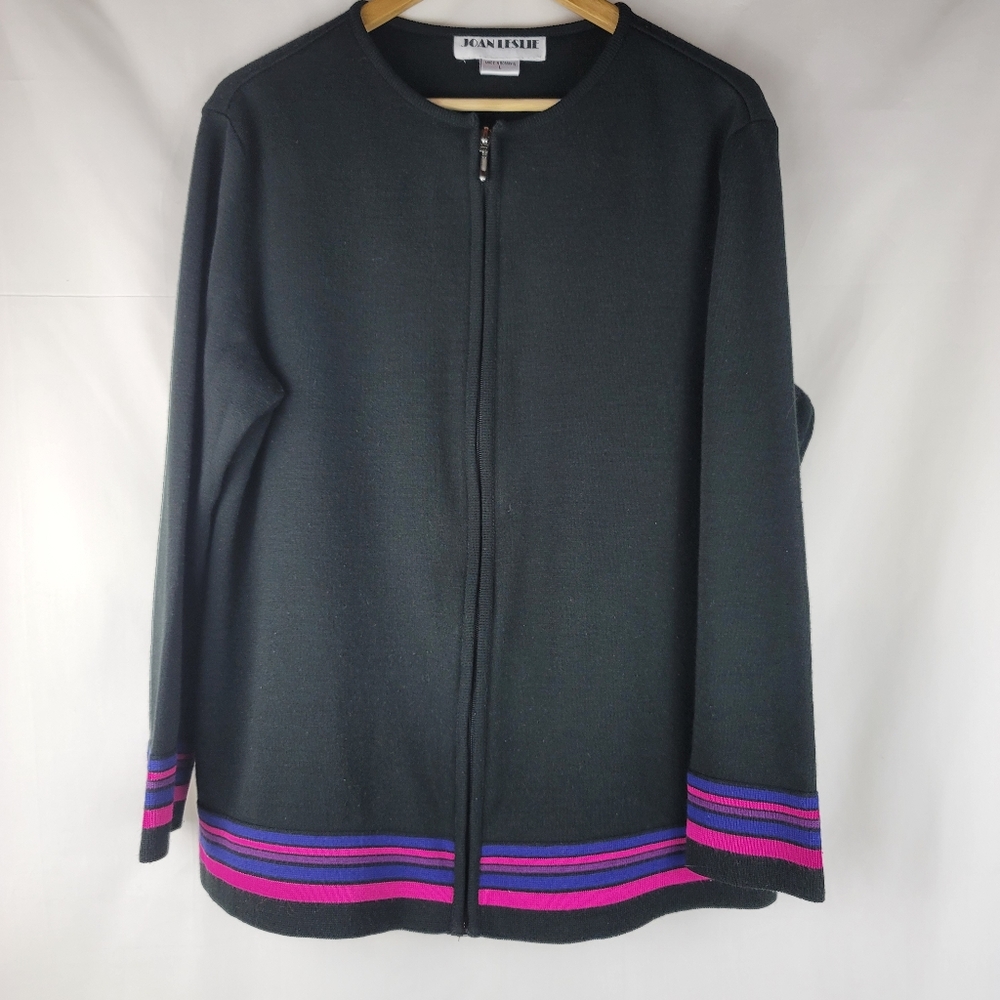 Joan Leslie Vintage Black Zip Up Jacket Size Large